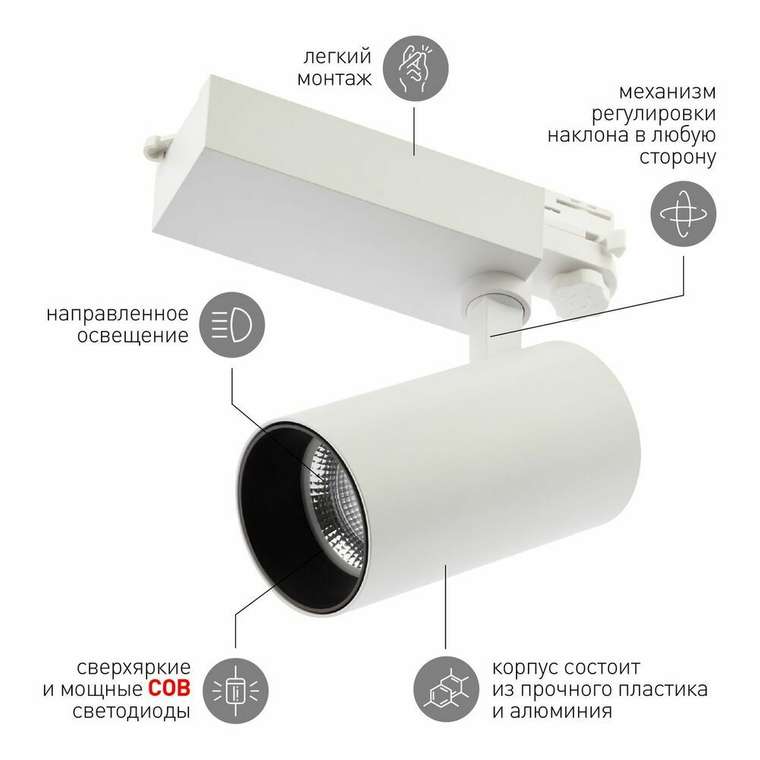 Трековый светильник ЭРА SТR-30-36-40K-W30 Б0049754