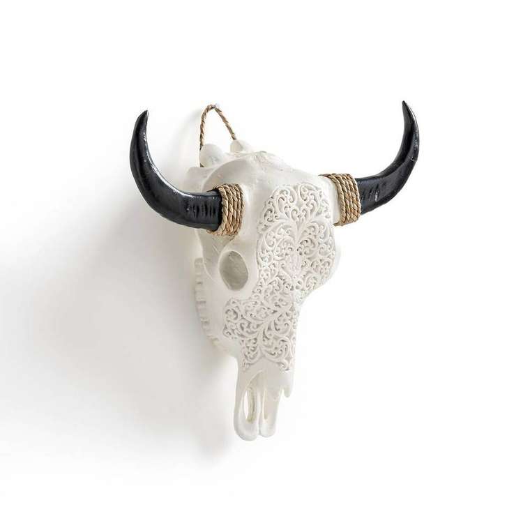 Украшение настенное голова буйвола Ugoya белого цвета