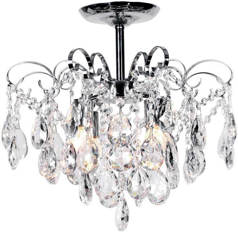 Потолочная люстра хрустальная на штанге 1113/4PL E27*60W Escada Crown Chrome с подвесками