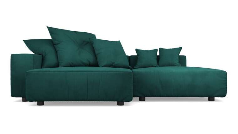 Угловой диван с оттоманкой Санторини зеленого цвета
