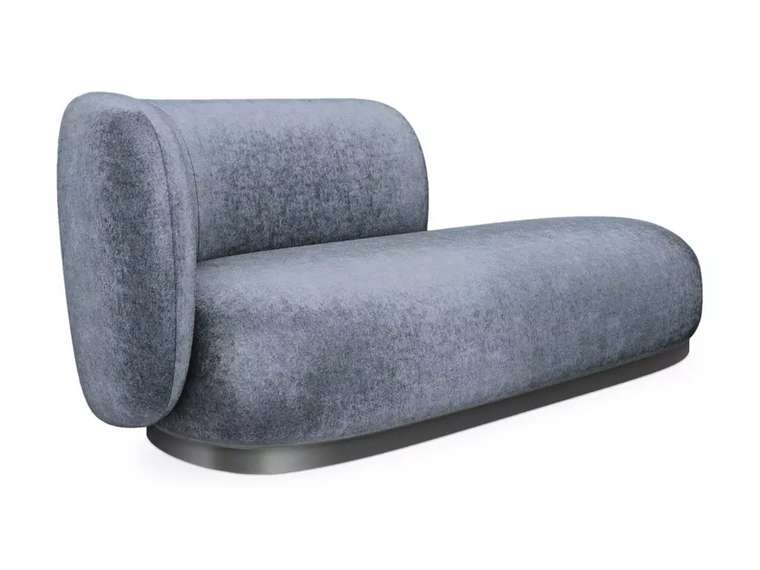 Кушетка-диван Lucca темно-серого цвета с металлической лентой графитового цвета левая