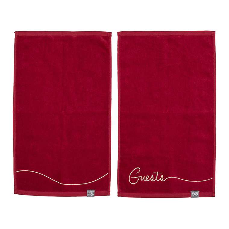 Набор из двух полотенец для рук Guests бордового цвета