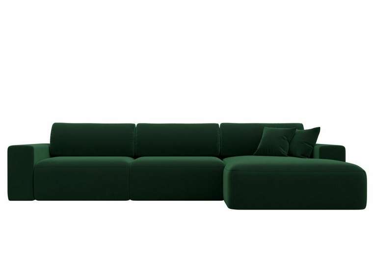 Угловой диван-кровать Лига 036 Классик Лонг темно-зеленого цвета правый угол