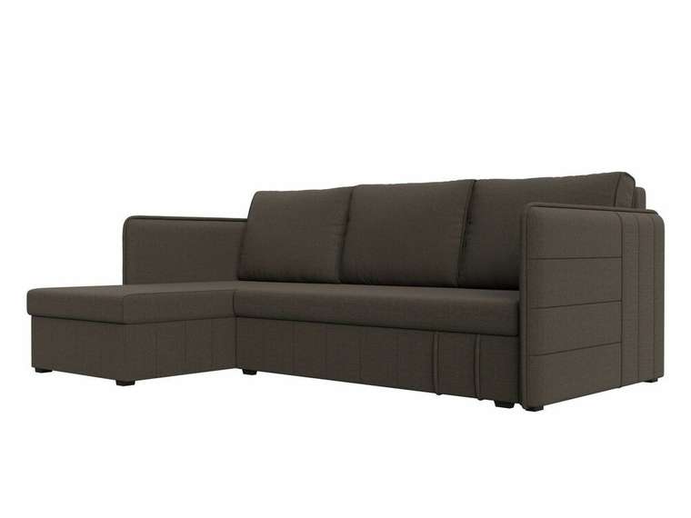 Угловой диван-кровать Слим темно-коричневого цвета левый угол