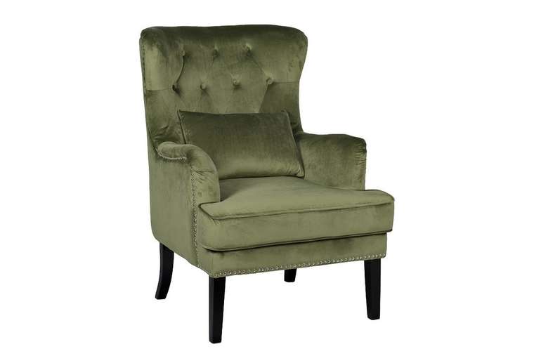Кресло оливкового цвета с подушкой
