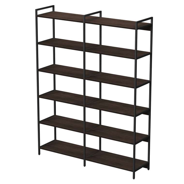 Стеллаж 10СВД.6.800 высокий двойной 6 полок темно-коричневого цвета
