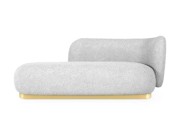Кушетка-диван Lucca белого цвета с металлической лентой золотого цвета правая