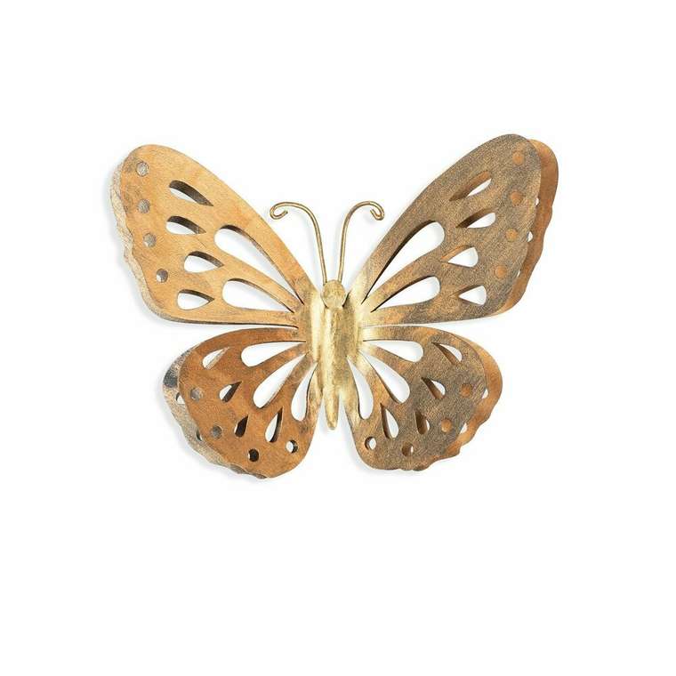 Настенный декор Бабочка 32x29 золотого цвета