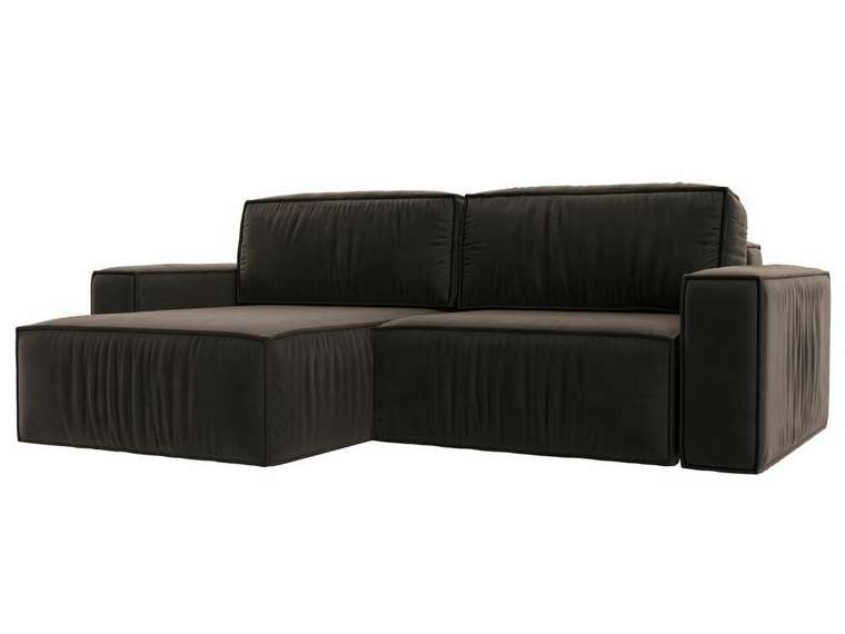 Угловой диван-кровать Прага классик коричневого цвета левый угол