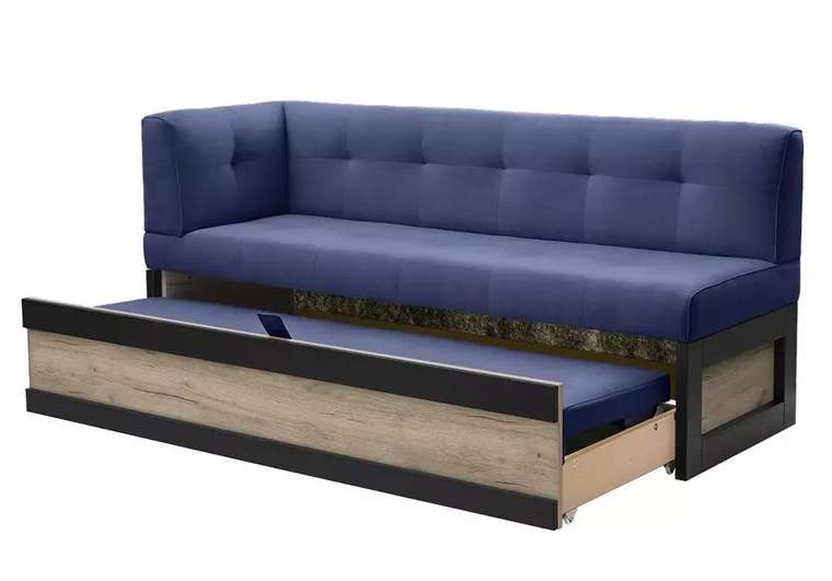 Кухонный диван Нойс синего цвета левый