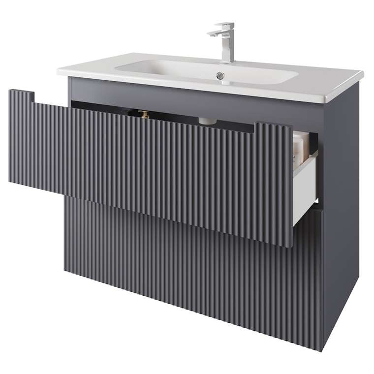 Тумба под раковину подвесная Dreja Euphoria 100 см, серый базальт