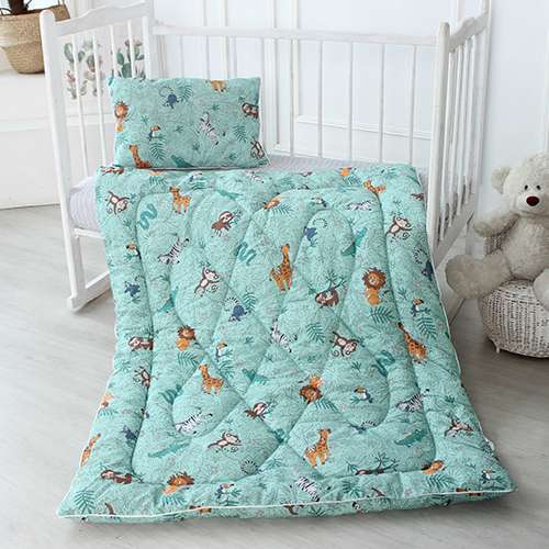Одеяло детское 'BabyRelax' леб. пух 300 гр.110х140, бязь, 'Сафари (мята)'