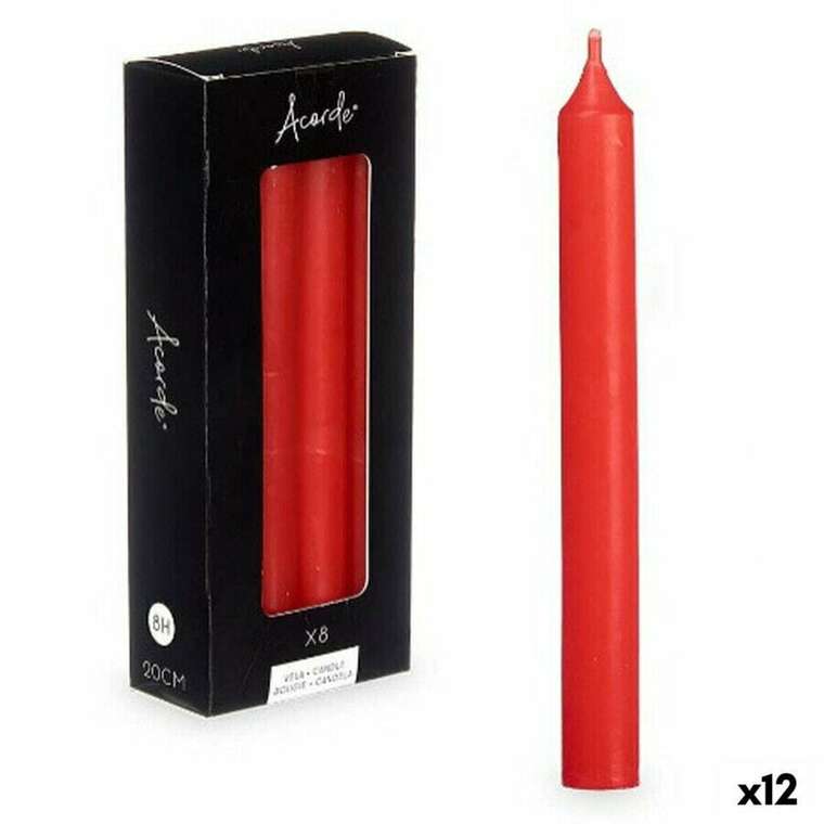 Декоративные свечиНабор свечей Acorde 126-C-AR Красный 2 x 2 x 20 cm (12 штук)