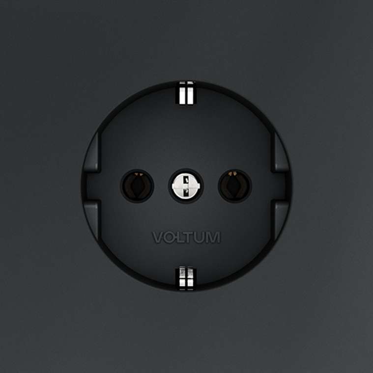 Розетка встраиваемая VOLTUM S70 с заземлением 16А, (графит)