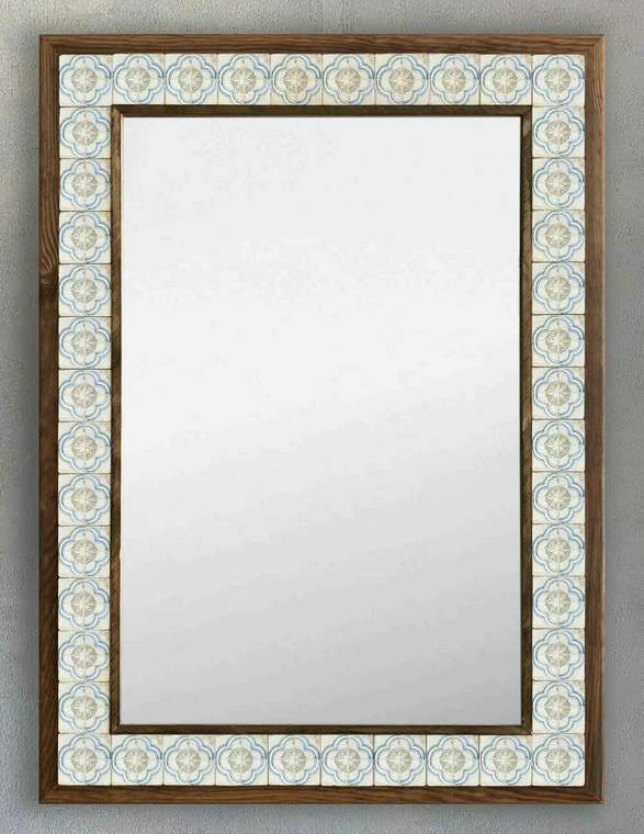 Настенное зеркало с каменной мозаикой 53x73 коричнево-бежевого цвета