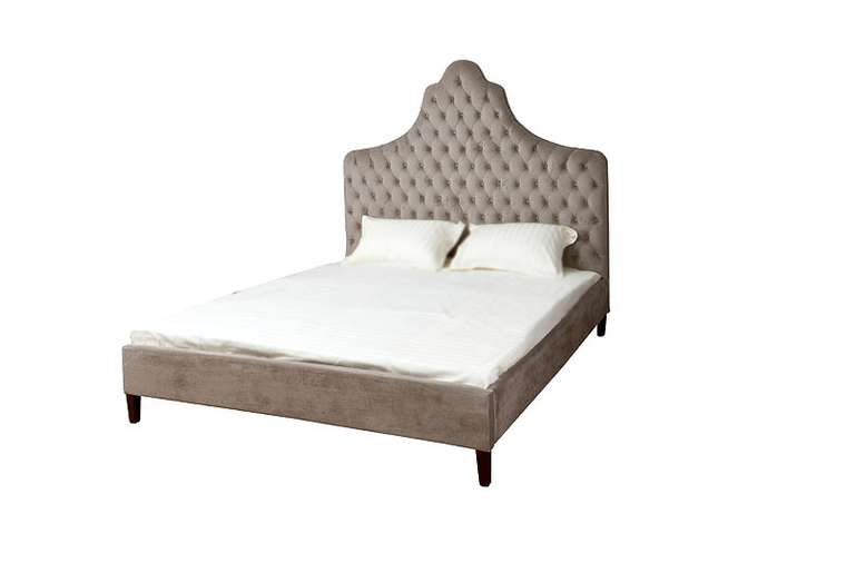 Кровать Garda Decor с отделкой из велюра бежевого цвета  200x190 см