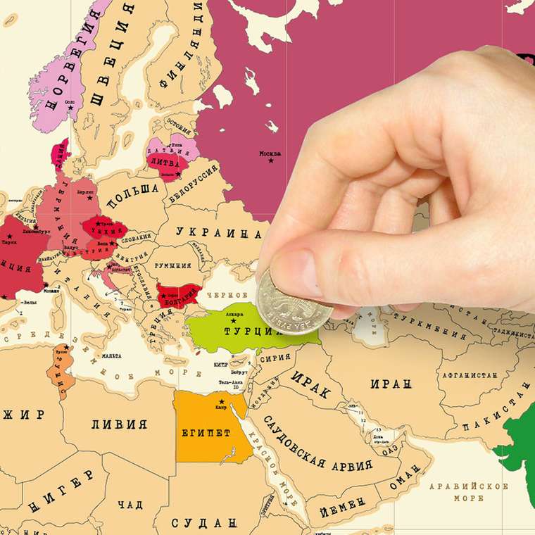 Карта-магнит 1&2 team «план покорения мира» со стирающимся слоем