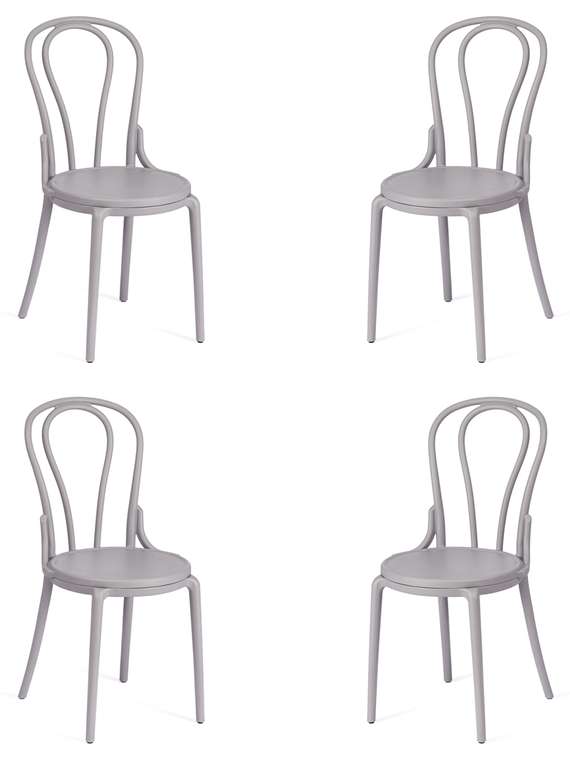 Набор из четырех стульев Thonet серого цвета