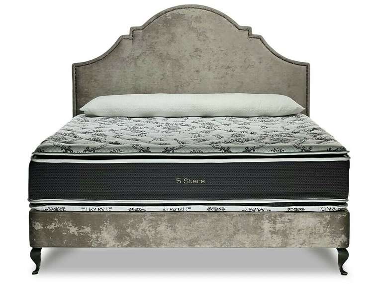 Кровать Charlotte Base 180х200 в обивке из велюра серого цвета