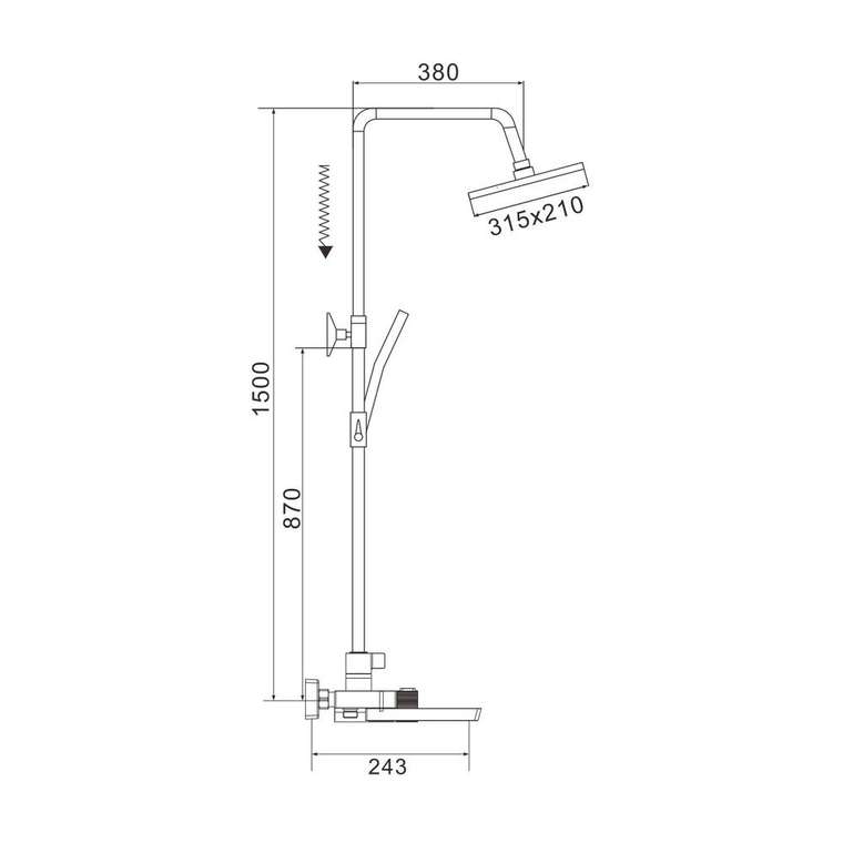 Душевая система с термостатом Rose R1896, хром
