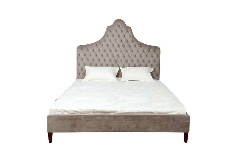 Кровать Garda Decor с отделкой из велюра бежевого цвета  200x190 см