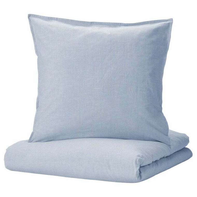 Комплект постельного белья, 2 шт., синий/в полоску, 155х220/80х80 см