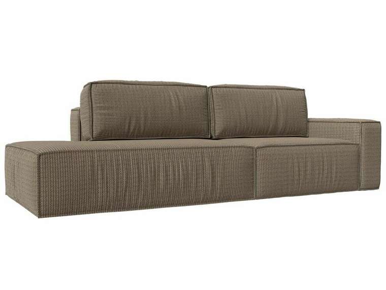 Прямой диван-крова Прага модерн бежево-коричневого цвета подлокотник справа