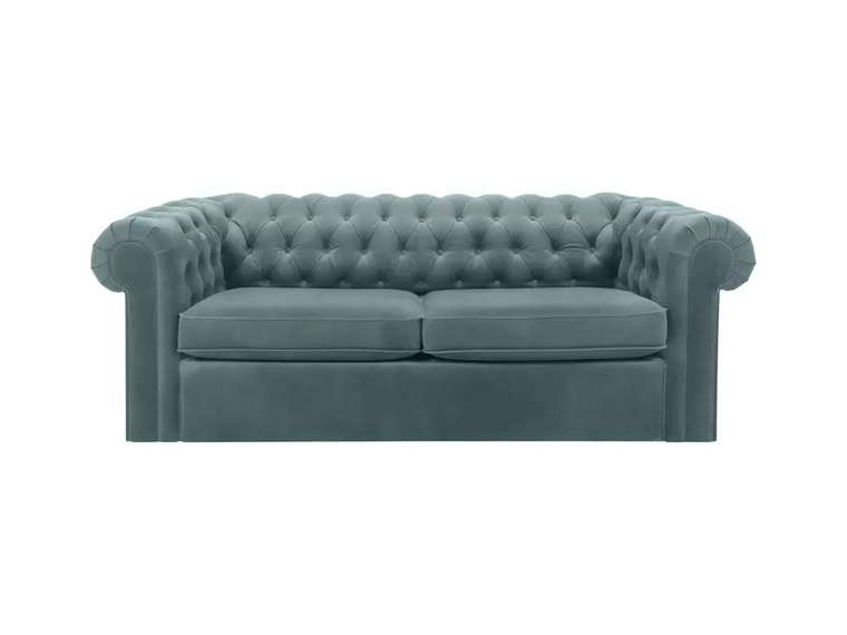 Диван Chesterfield серо-синего цвета