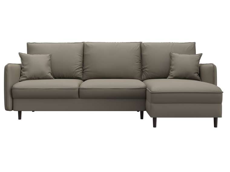 Угловой диван-кровать Лига-064 бежевого цвета (экокожа)