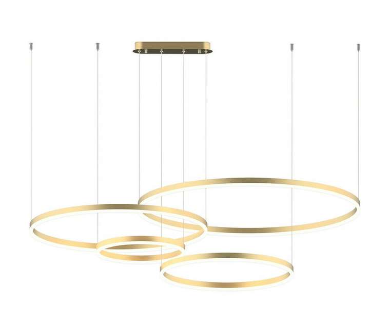 Подвес Тор латунь w150*100 (d40+60+80+100) h150 Led 168W (3000K) диммируемый с пультом ДУ