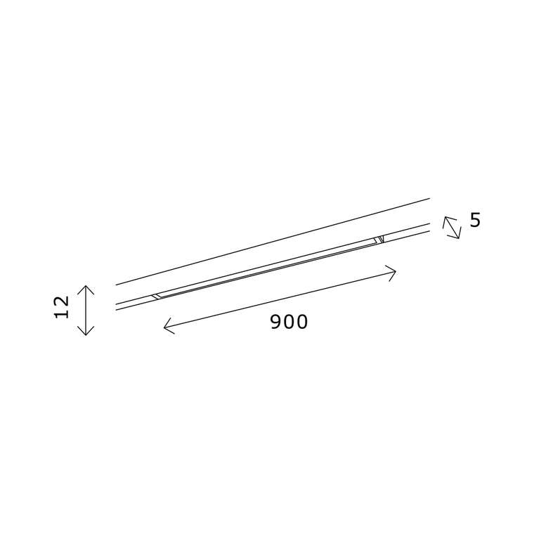 Магнитный трековый светильник Черный LED 1*15W 4000K 1 060Lm Ra&gt;80 100 IP20 L900xW5xH12 24V SUPER5