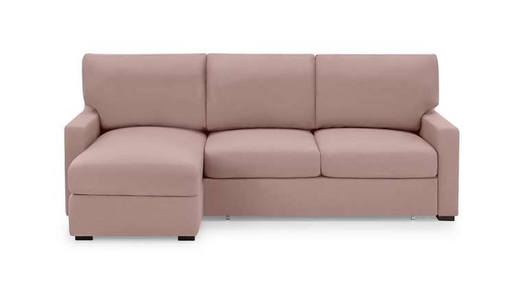 Угловой диван-кровать с оттоманкой Непал розового цвета
