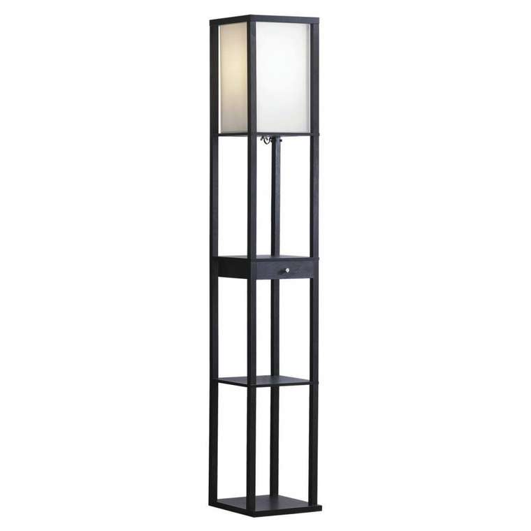 Торшер колонна со столиком IP21 с выключателем Lussole LGO Woodruff GRLSP-0333