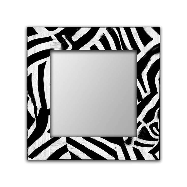 Настенное зеркало Зебра в черно-белых тонах 55х55