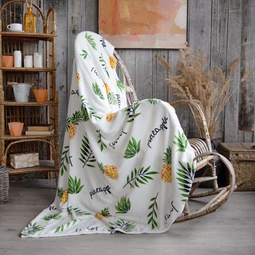 Плед 'Амели' 200х220, велсофт, 100% полиэстер, 'Ананасы'