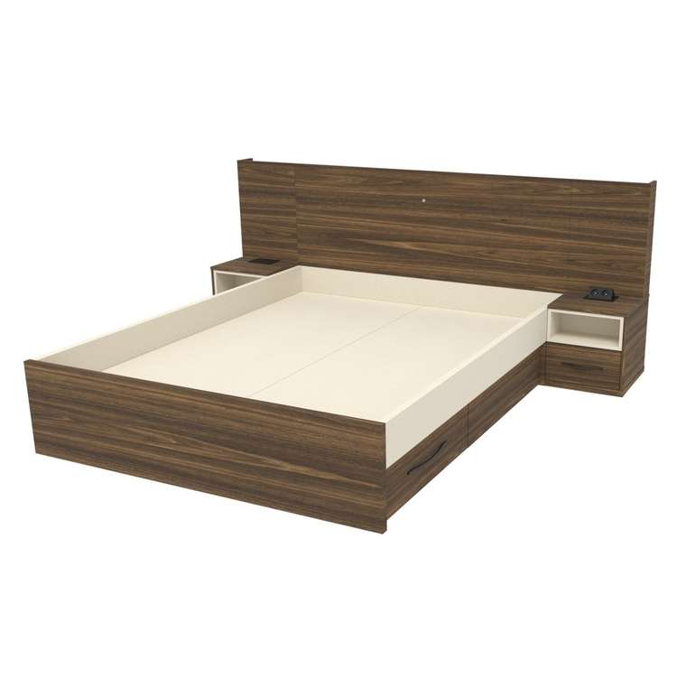 Кровать Уют 140х200 цвета Дуб Бурбон без подъемного механизма с подсветкой