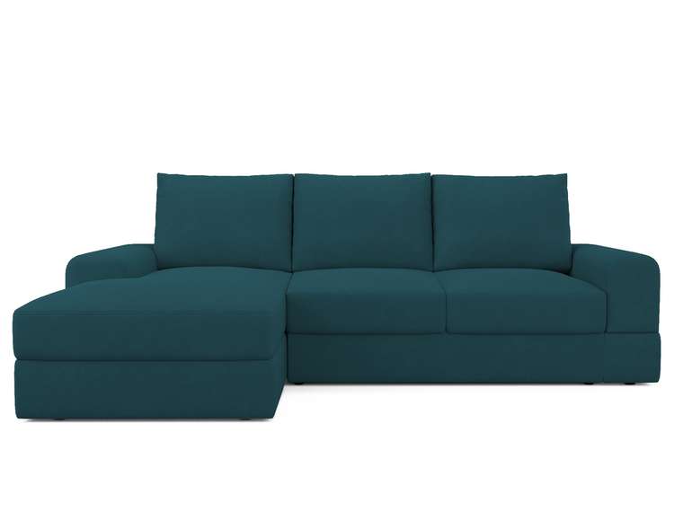 Угловой диван-кровать левый Elke сине-зеленого цвета