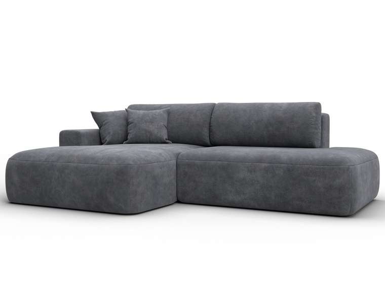 Угловой диван-кровать Лига 036 Модерн темно-серого цвета левый