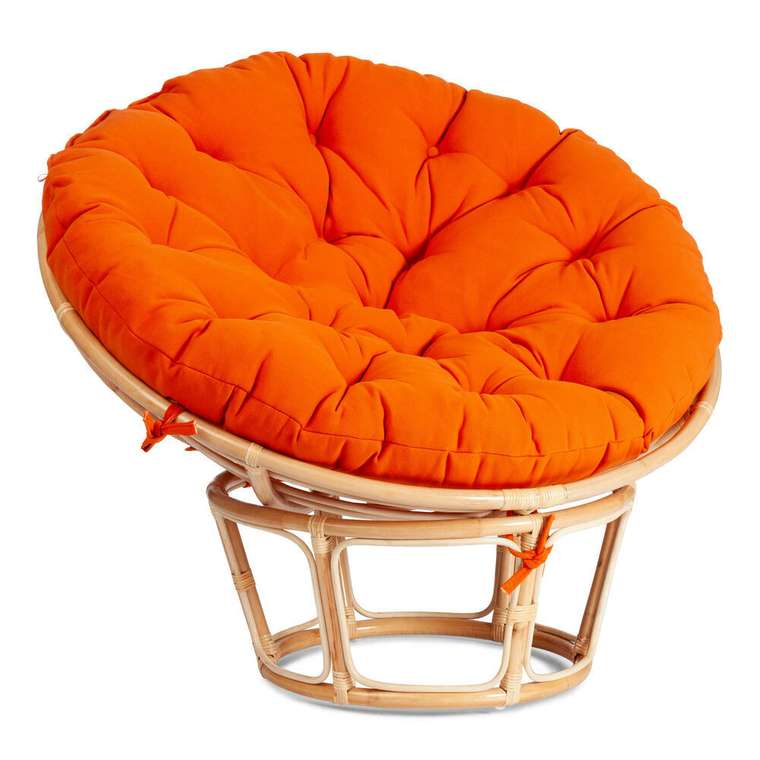 Садовое кресло Papasan Eco бежевого цвета с оранжевой подушкой