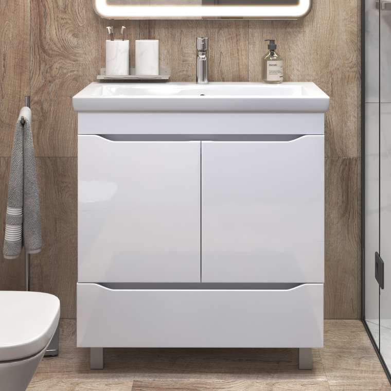 Тумба под раковину Грани 80 белого цвета