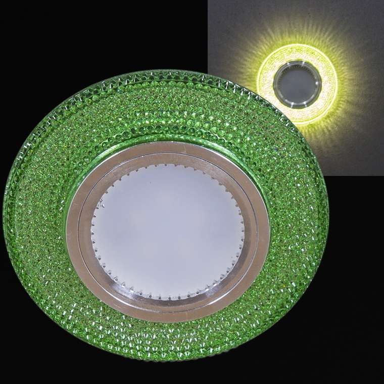 Встраиваемый светильник 14350-9.0-001LD MR16+LED3W LGN (стекло, цвет зеленый)