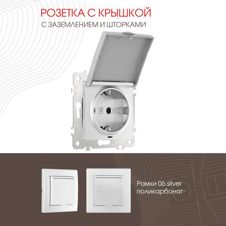 Розетка 206.41-1.silver (пластик, цвет серебро)
