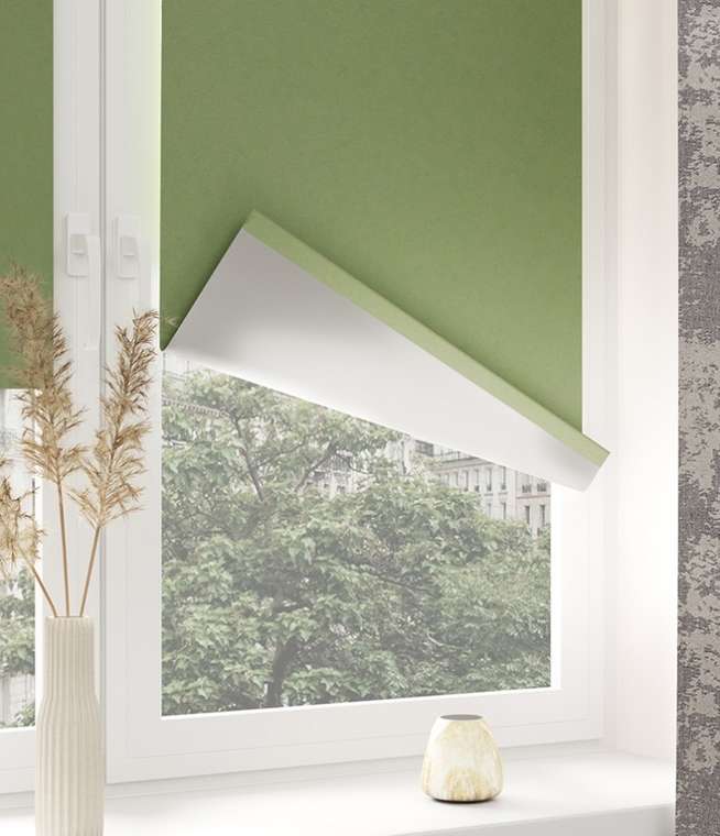 мини ролета Блэкаут сильвер 57х175 зеленый