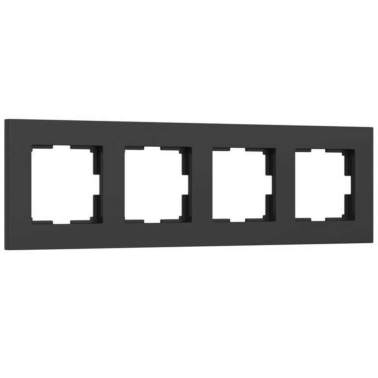 Рамка из пластика на 4 поста Slab черный матовый W0042908
