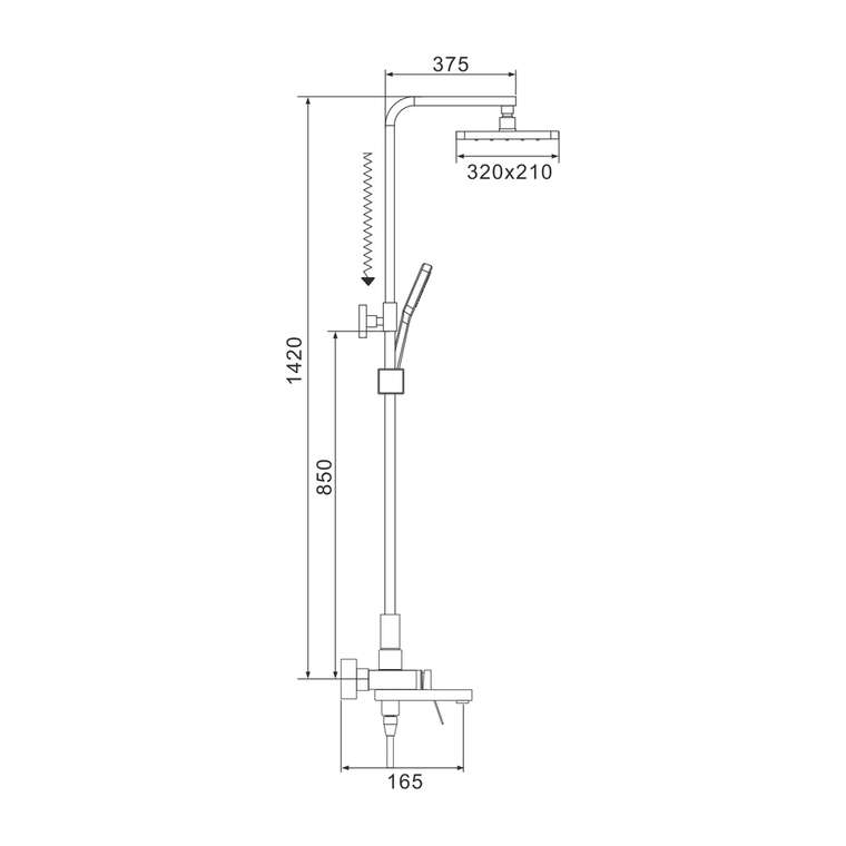Душевая система Shevanik S4636H, черный