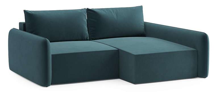 Угловой диван-кровать Софт зеленого цвета правый