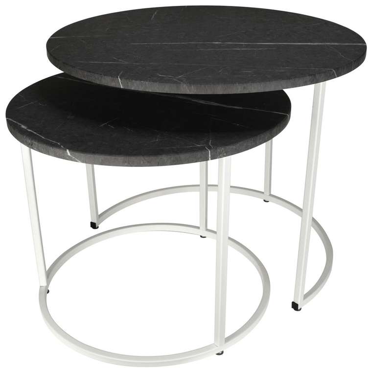 Набор из двух журнальных столиков МеталлАрт М001 черно-белого цвета