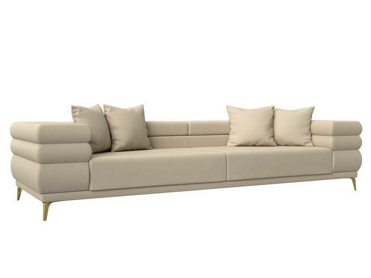 Прямой диван-кровать Лига 021 бежевого цвета (экокожа)
