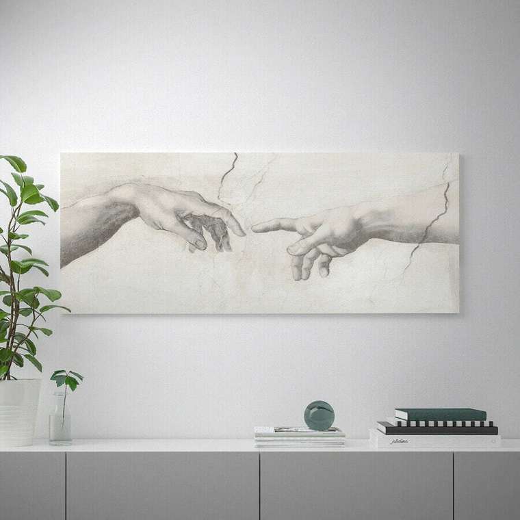 Картина в рамке, сенсорный/алюминиевый цвет, 140х56 см