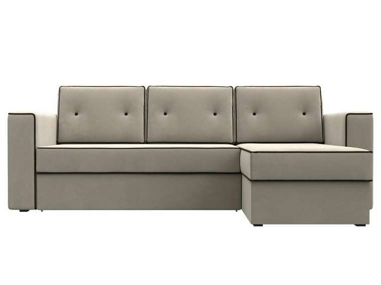 Угловой диван-кровать Принстон бежевого цвета правый угол